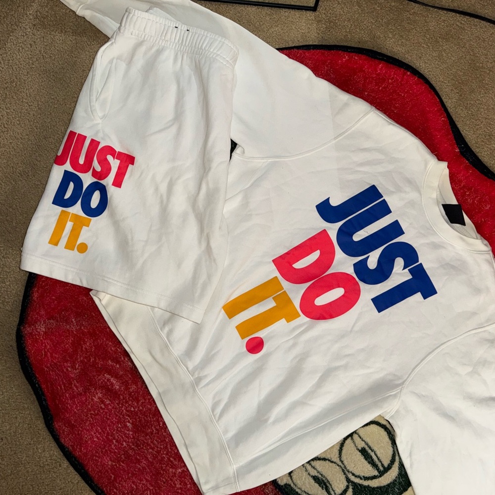 Nike White Sweatshirt with Blue Lettering